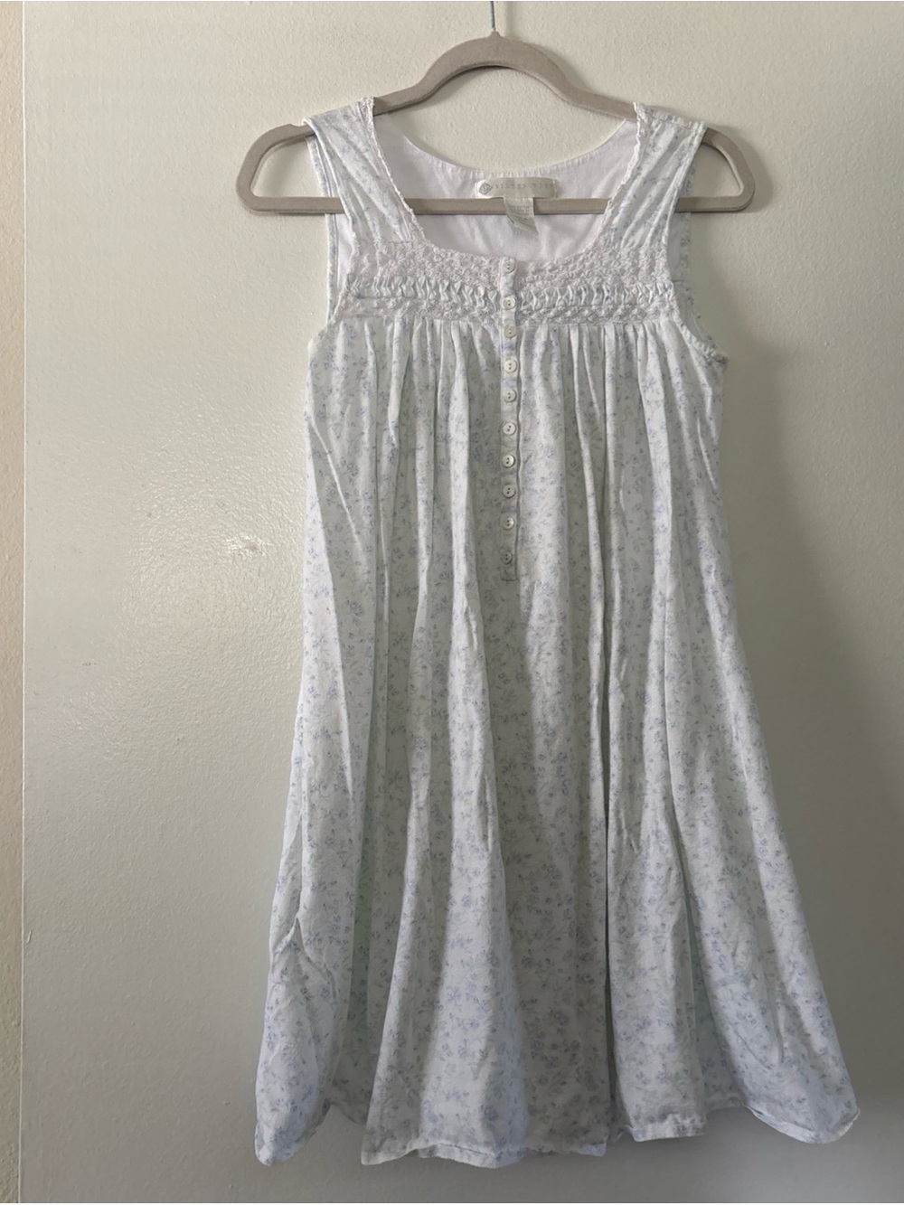 Eileen West Nightgown Size XS Floral Cotton Lace Sleeveless Short Gown